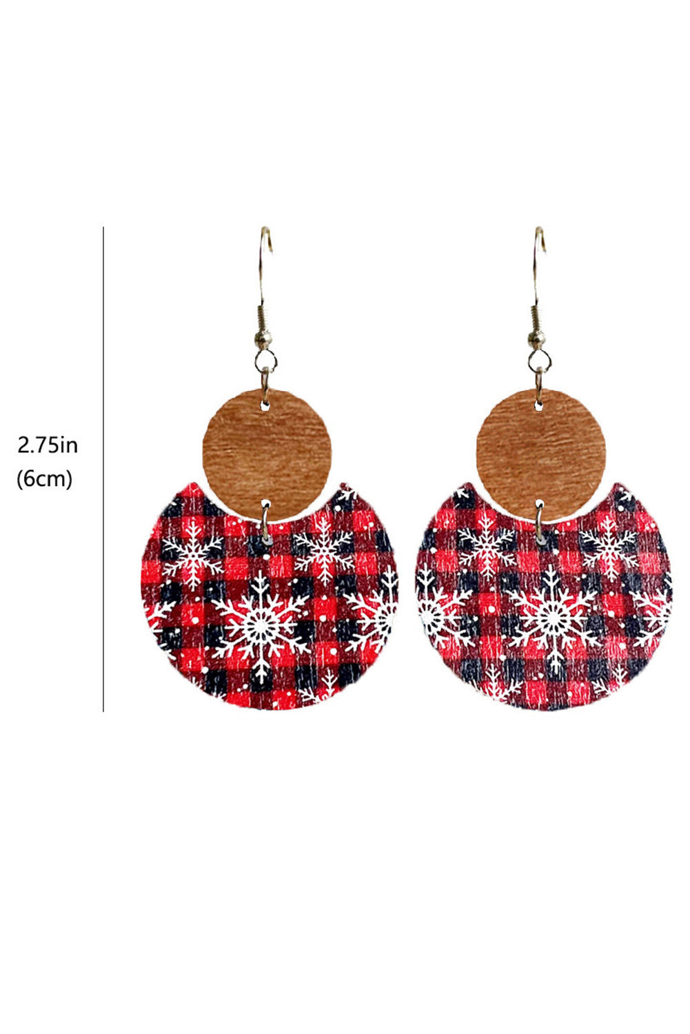 Multicolor Christmas Checker Graphic Wooden Earrings