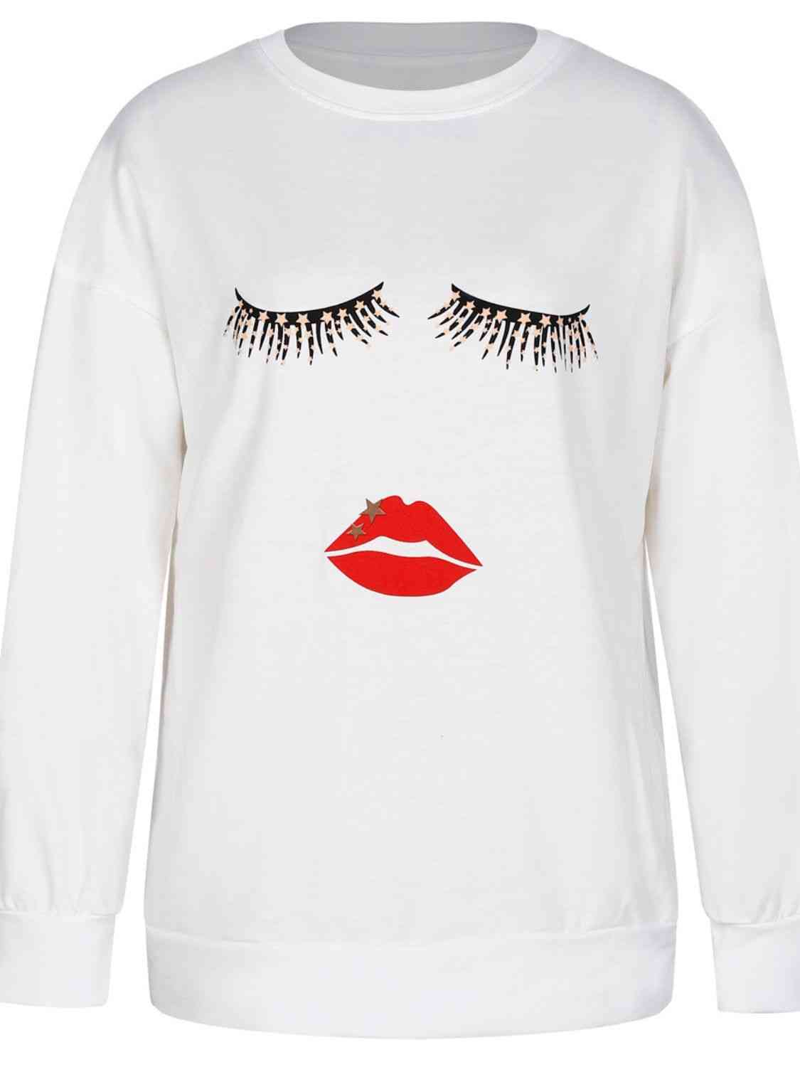 Graphic Dropped Shoulder Round Neck Sweatshirt