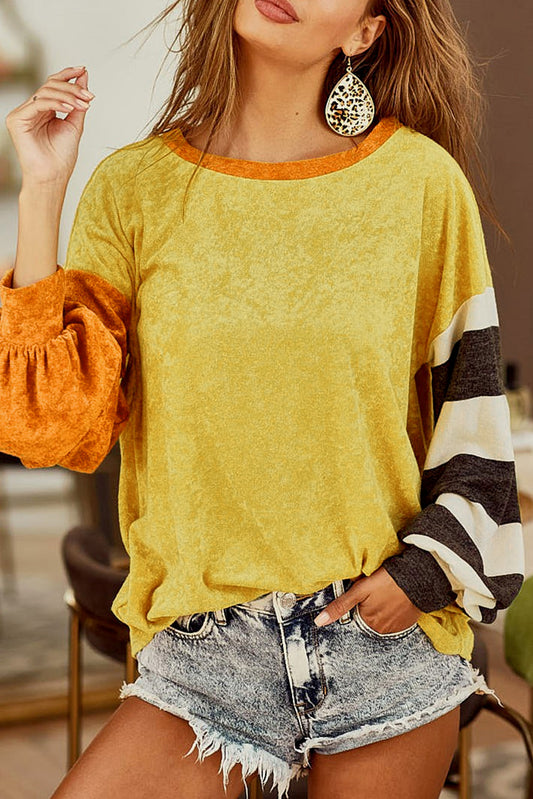 Ginger Patchwork Striped Drop Sleeve Top